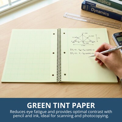Roaring Spring Paper Products Signature 1-Subject Professional Notebooks, 8.5 x 11, Graph Ruled, 80 Sheets, Green (11382)