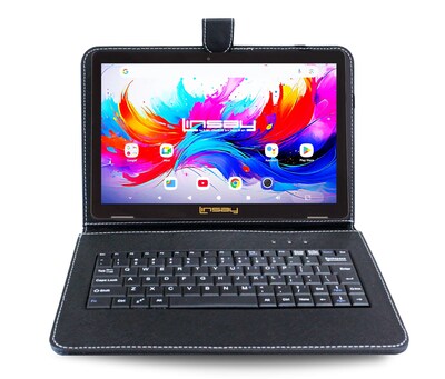 Linsay F10 Series 10.1" Tablet, Wi-Fi, Octa Core, 256GB eMMC, Android 15, with Black Keyboard Case (F10XIPSBLACKSPLUS)