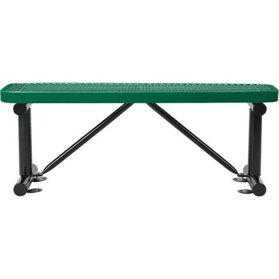 Global Industrial 4 Outdoor Steel Flat Bench, Expanded Metal, Green (695741GN)