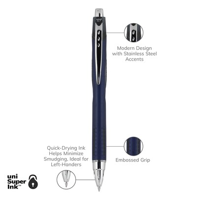 uni Jetstream RT Ballpoint Pens, Fine Point, 0.7mm, Black Ink, Dozen (62152)