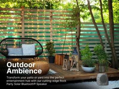 Emerson Bluetooth Outdoor Rock Speaker with Solar Charging, Waterproof, Gray (ERS-1001)