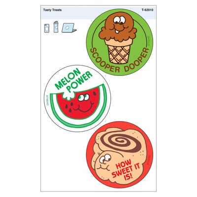 Trend Enterprises Tasty Treats Vinyl Stickers, Multicolored, 3/Pack, 6/Packs/Bundle (T-62010-6)