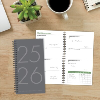 2025-2026 Willow Creek 3.5" x 6.5" Academic Year Weekly & Monthly Planner, Charcoal Gray (56868)
