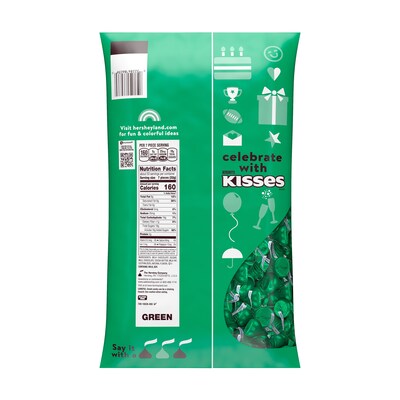 HERSHEYS KISSES Milk Chocolate Candy Bulk Bag, Green Foils, 60 oz., 400/Bag (HEC86036)