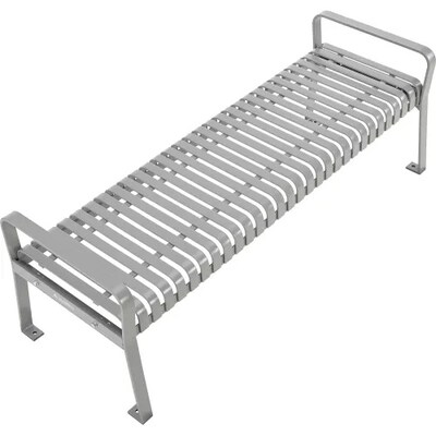 Global Industrial 6' Outdoor Bench, Backless, Vertical Steel Slat, Gray (262113GYKD)