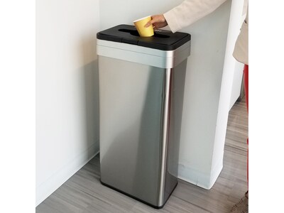 HLS Commercial Stainless Steel Trash Can, 21-Gallon, Black/Silver (HLS21UOTTRS)