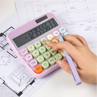 SaharaCase 12-Digit Battery/Solar Powered Desktop Calculator, Cream (KB53)