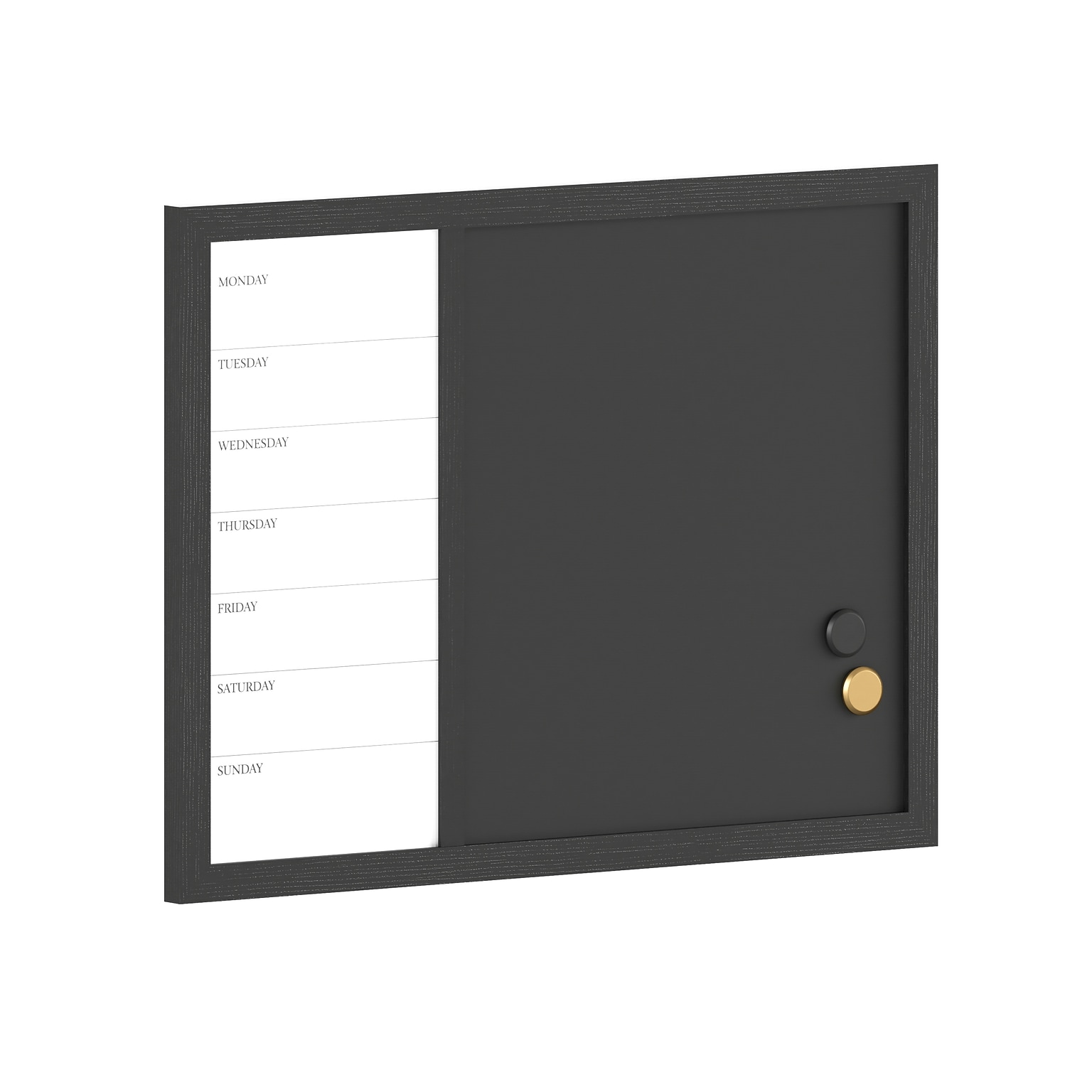 Martha Stewart Everette Magnetic Chalk-Dry Erase Weekly Calendar Combo Set, Engineered Wood Frame, 24x18 (BRPMCO1M24561BK)