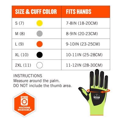 Ergodyne ProFlex 7141 Hi-Vis Nitrile Coated Cut-Resistant Gloves, ANSI A4, Lime, Medium, 12 Pair (17833)