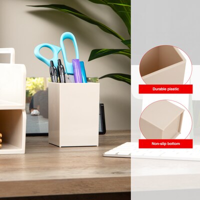 Staples Plastic Pen Cup, Warm White (ST63864)