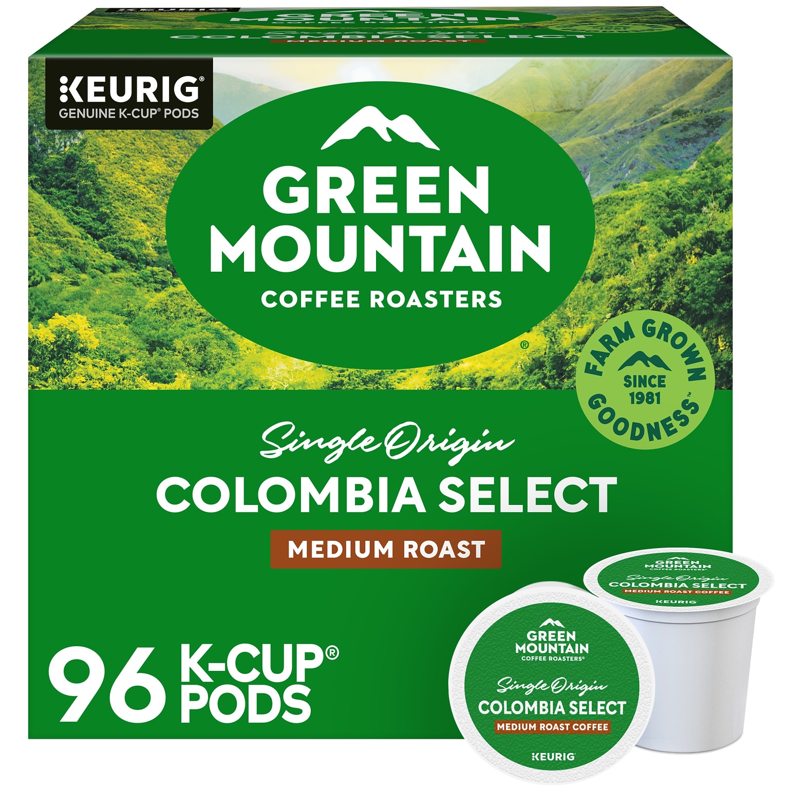 Green Mountain Colombia Select Coffee Keurig® K-Cup® Pods, Medium Roast, 96/Carton (6003)