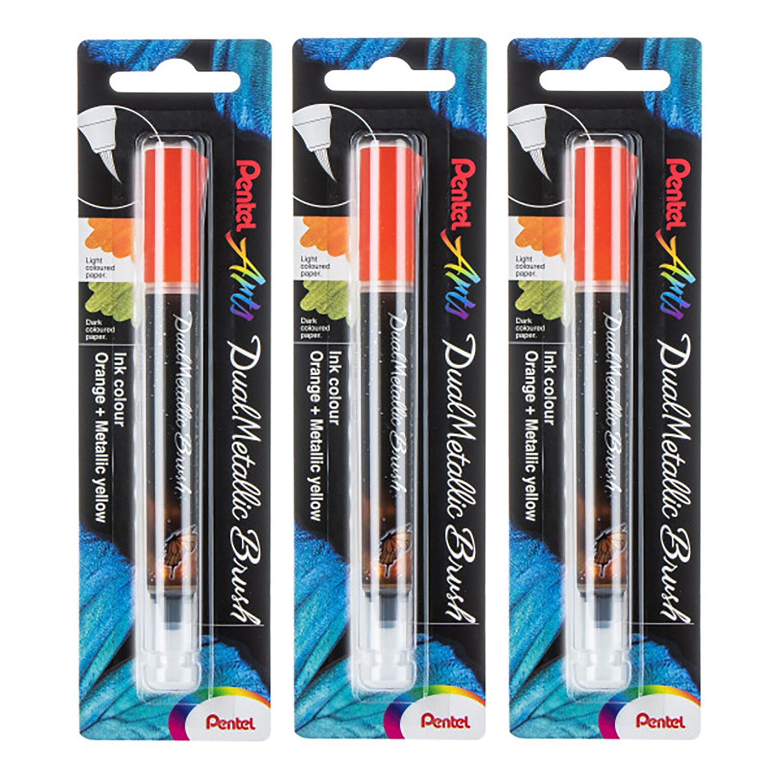 Pentel DualMetallic, Assorted Ink, 3/Bundle (PTAXGFHBPDFX-3)