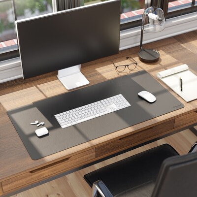 Smead Large Vegan Leather Anti-Slip Desk Pad, 36" x 17", Charcoal (SMD64828)