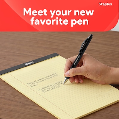 Staples Sonix Retractable Gel Pens, Medium Point, 0.7mm, Black Ink, Dozen (13561-CC)