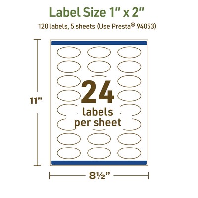 Avery Dissolvable Oval Multipurpose Labels, 1" x 2", Off-white, 120/Pack (94053)