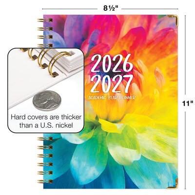 2026-2027 Excello Brands 8.5" x 11" Academic Weekly & Monthly Planner, Paperboard Cover, Rainbow Petals (FSHN-AY26-8511-41)