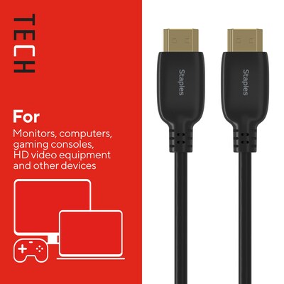 Staples TECH 8 ft. HDMI to HDMI Audio/Video Cable, Male to Male, Black (ST62467)
