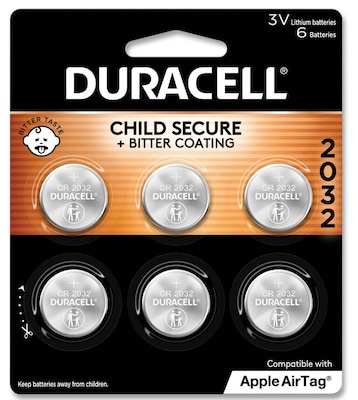 Duracell CR 2032 3V Lithium-Ion Battery, 6/Pack (DURDL2032B6PK)