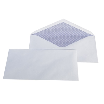 Quill Brand® 500/Box Gummed Security Tinted #10 Business Envelope, 4-1/8" x 9-1/2", White Wove (69679 / 70695)