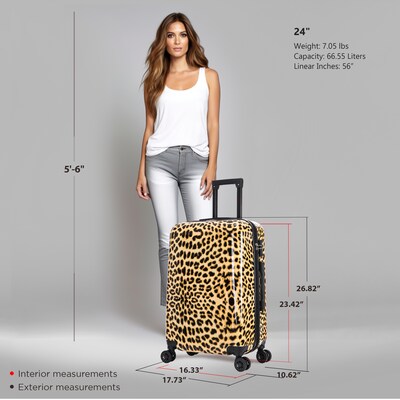 InUSA Prints 26.82" Hardside Suitcase, 4-Wheeled Spinner, TSA Checkpoint Friendly, Cheetah Animal Print (IUAPC00M-CHE)