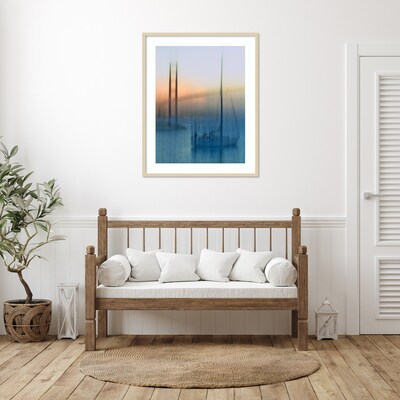 Amanti Art Sailboats on the Bay by Jerry Berry Wood Framed Wall Art Print, 33 x 41 (A42676855608)