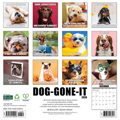 2026 Willow Creek Dog-Gone-It 12 x 12 Monthly Wall Calendar (50996)