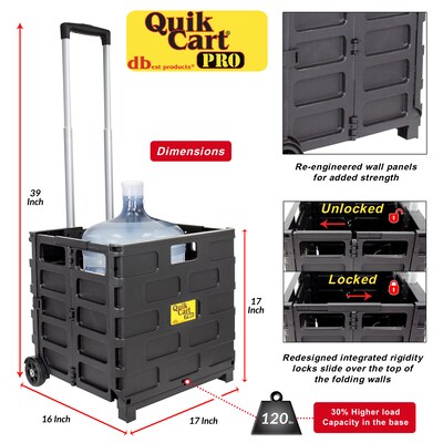 Dbest Quik Cart Pro Rolling Crate Teacher Utility with Seat, Black (01-803)