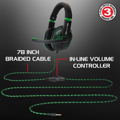 ENHANCE GX-H5 Noise Cancelling Stereo Gaming Headset, 3.5mm, Green (ENGXH50100GNWS)
