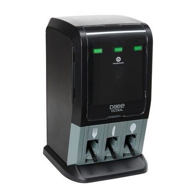 Dixie Ultra SmartStock Tri Tower Cutlery Station Mini Plastic Dispenser, Heavy-Weight, Black (DUSSTDSP3MINI)
