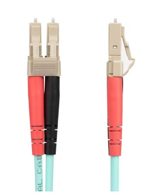 StarTech 25m (82ft) LC to LC (UPC) Duplex OM4 Multimode Fiber Optic Patch Cable, 50/125, Aqua (450FB
