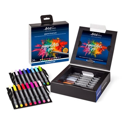 Staedtler Pigment Arts Multi Ink, Brush, Assorted Ink, 24 Pack (STD371C24)
