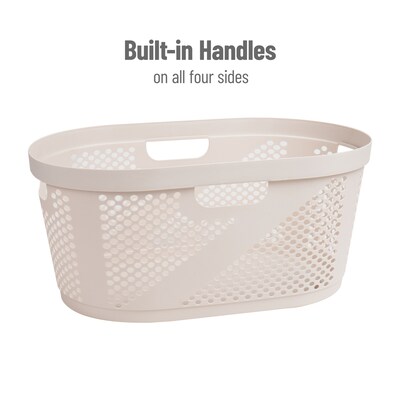 Mind Reader 10.57-Gallon Laundry Basket with Handles, Plastic, Ivory (HHAMP40-IVO)