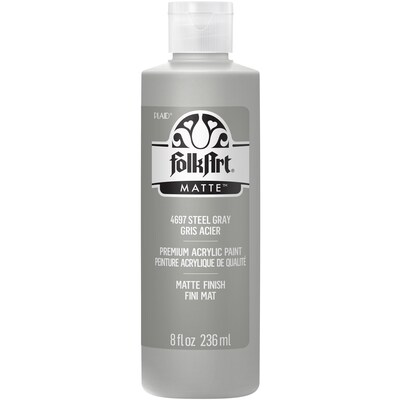 FolkArt Acrylic Paint Matte, 8oz., Steel Gray, 3/Pack(FLK4697-3)