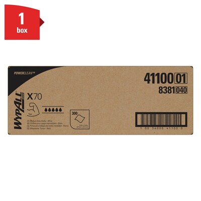 WypAll PowerClean X70 Cloths, 14.9 x 16.6, White, 300 Sheets/Box (41100)
