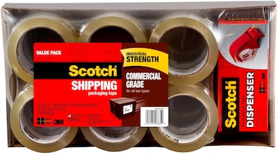 Scotch Commercial Grade Shipping Packing Tape, 1.88 x 54.6 yds., Clear, 12 Rolls/Pack (3750-12-DP3)