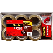 Scotch Commercial Grade Shipping Packing Tape, 1.88 x 54.6 yds., Clear, 12 Rolls/Pack (3750-12-DP3)