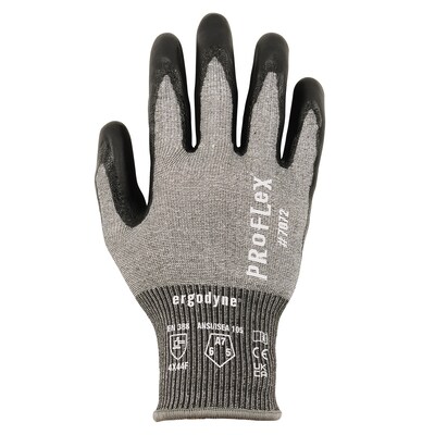 Ergodyne ProFlex 7072 Nitrile Coated Cut-Resistant Gloves, ANSI A7, Gray, Medium, 12 Pair (10303)