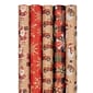 JAM Paper® Kraft Wrapping Paper Rolls - 125 sq ft. - Kraft Christmas Set - 5 Rolls/Pack