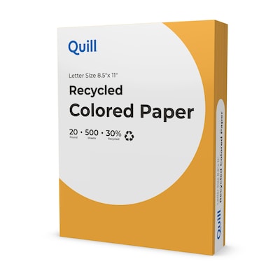 Quill Brand® 30% Recycled 8.5" x 11" Multipurpose Paper, 20 lbs., Goldenrod, 500 sheets/Ream, 10 Reams/Carton (720565CT)