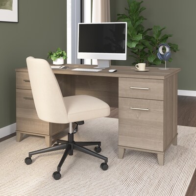 Bush Home Somerset 60W Office Computer Desk with Drawers, Ash Gray (WC81628K)