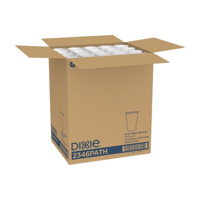 Dixie Pathways Poly Paper Hot Cups, 16 oz., White, 1000/Carton (2346PATH)