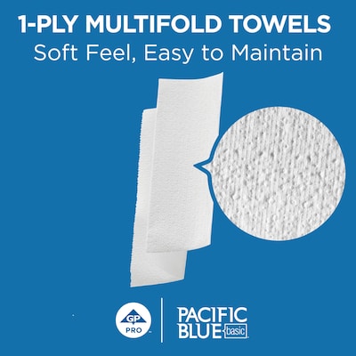 Pacific Blue Basic Multifold Paper Towels, 1-ply, 250 Sheets/Pack, 16 Packs/Carton (20204)