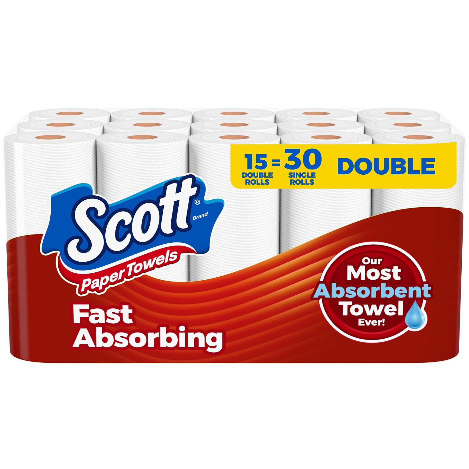 Scott Choose-A-Sheet Kitchen Roll Paper Towels, 1-ply, 102 Sheets/Roll, 15 Rolls/Pack (36371/55417)
