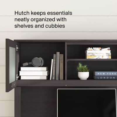 Bush Home Somerset 60"W L Shaped Computer Desk with Hutch, Storm Gray (SET002SG)
