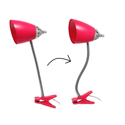 Creekwood Home Sleek Essentials 17.5" Adjustable Basic Clip On Reading Light with Flexible Gooseneck, Pink (CWD-1006-PN)