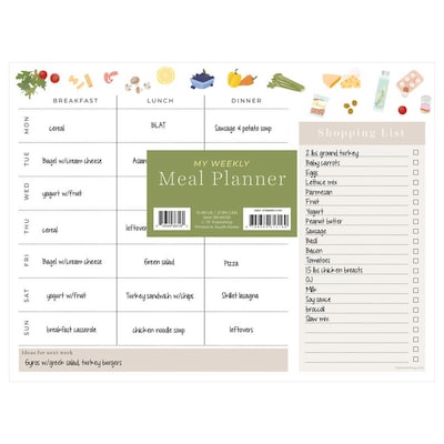 TF Publishing Meal and Grocery Planning 12 x 9 Undated Nutrition Planner, Paperboard Cover, Multicolored (99-6608)