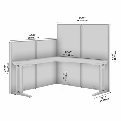 Bush Business Furniture Office in an Hour 63"H x 65"W L-Shaped Cubicle Workstation, Mocha Cherry (WC36894-03K)