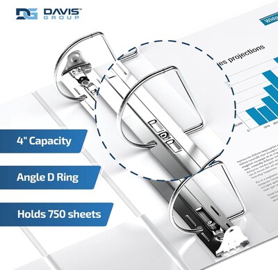 Davis Group Easyview Premium 4 Angle D Ring, Customizable, View Binder, Turquoise Blue, 4/Pack (840