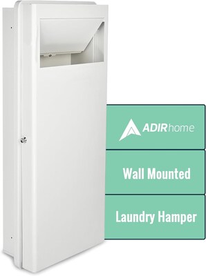 AdirHome Built-In Wall Laundry Hamper, 38.25"H x 7.25"W x 3.62"D, White (315-01-WHI)