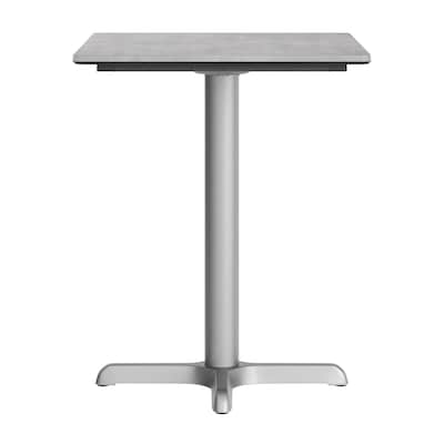 Flash Furniture Acadia Wooden Dining Table with X-Base, 23.75"D x 29.75"W, Gray Faux Concrete/Silver Base (ST2430CGT2222S)